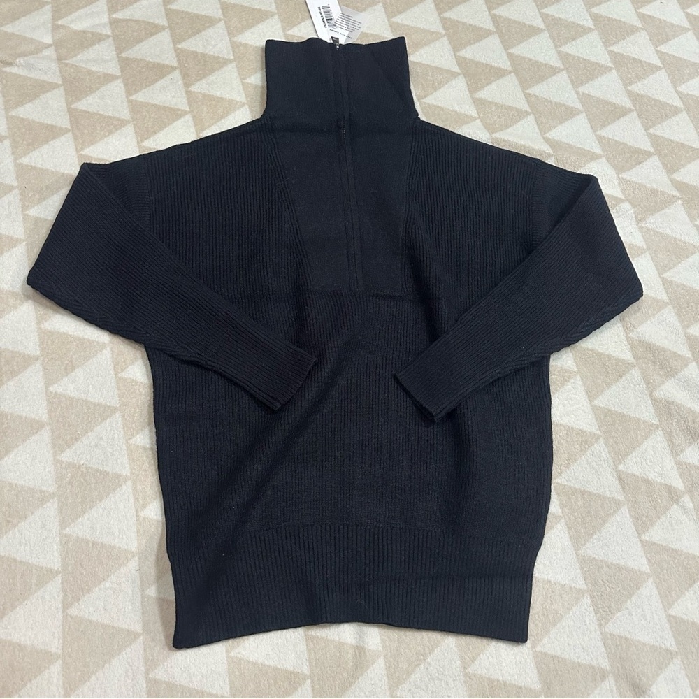 Universal standard half zip blanket sweater in black